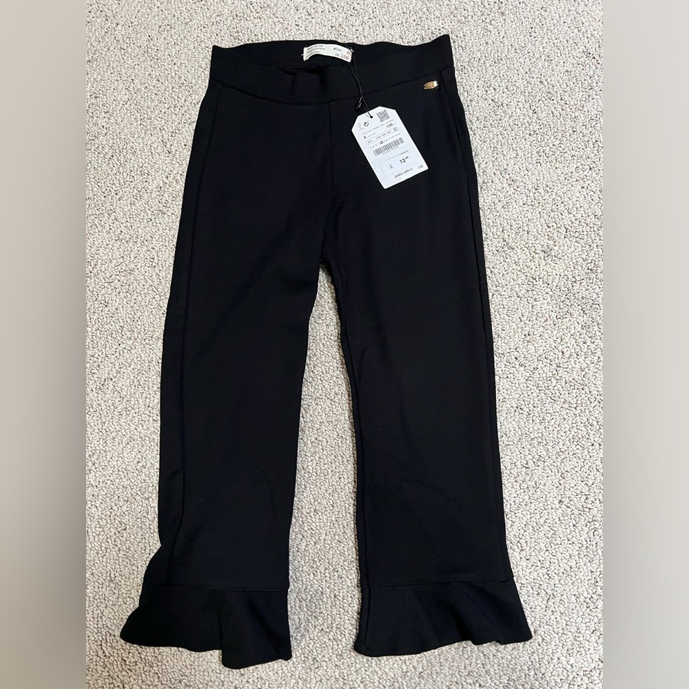 Zara girls soft collection size 8 black peplum bottom leggings